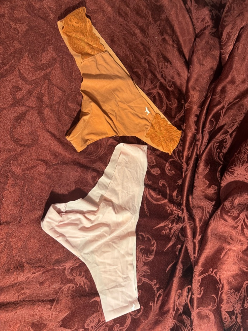 PINK Victoria's Secret Seamless Thongs in Rust and Light Pink